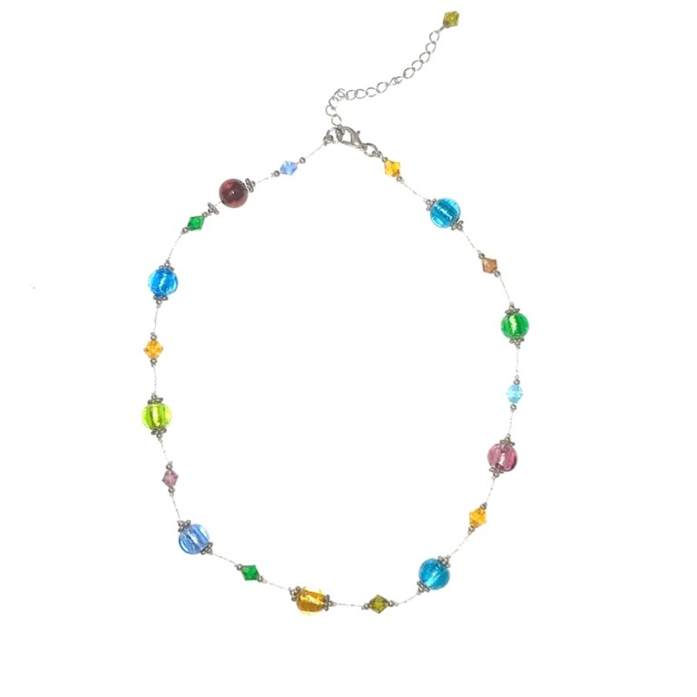 Premier Designs Multicolor Beaded 16" Necklace EUC